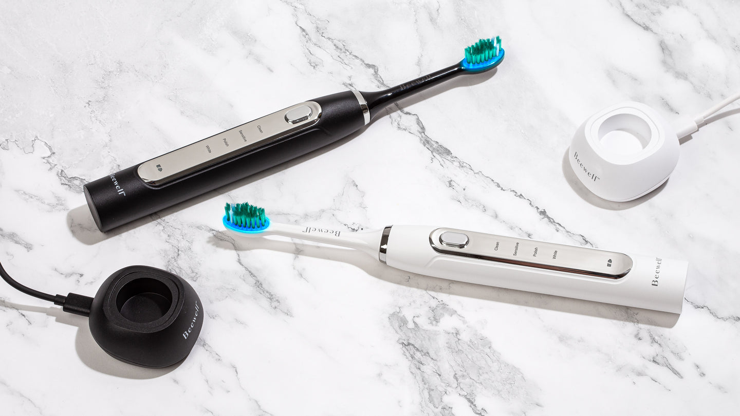 Electric Sonic Blue LED Whitening Toothbrush - White